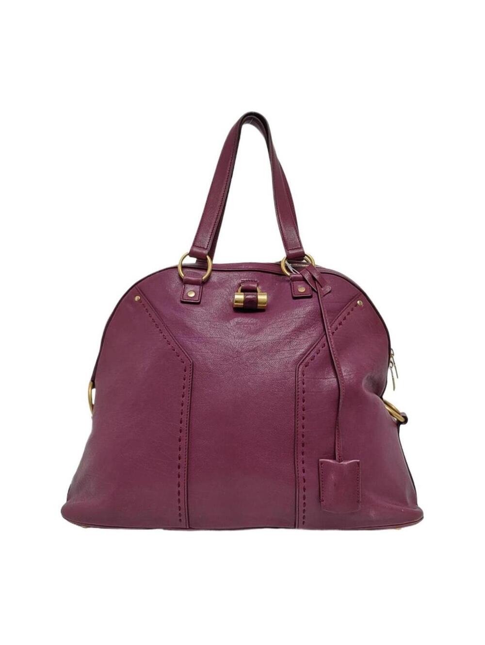 Yves Saint Laurent Muse Leather Bowler Bag Magenta Gold Hardware